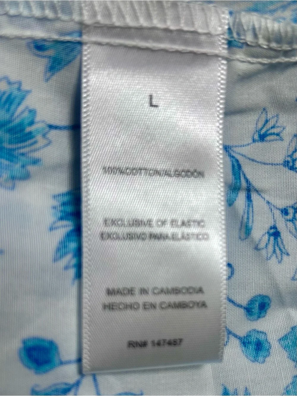 Draper James Blue Floral Cotton Maxi Dress Size L Smocked Bust Pockets Coastal - Picture 10 of 12